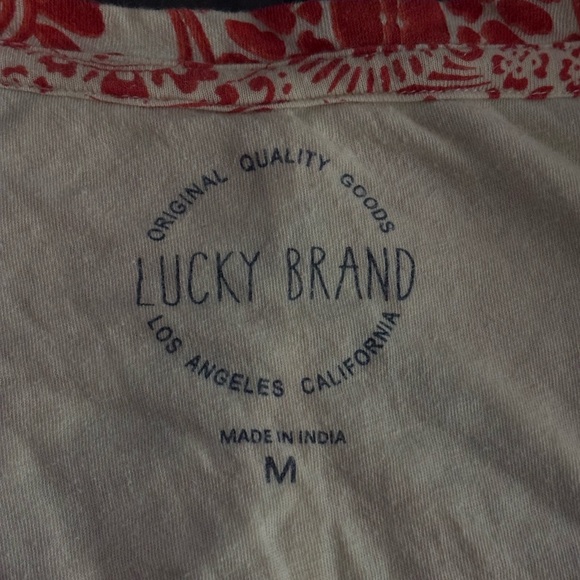 100% Cotton Lucky Brand Red and White Patterned Tank Top - Picture 3 of 7